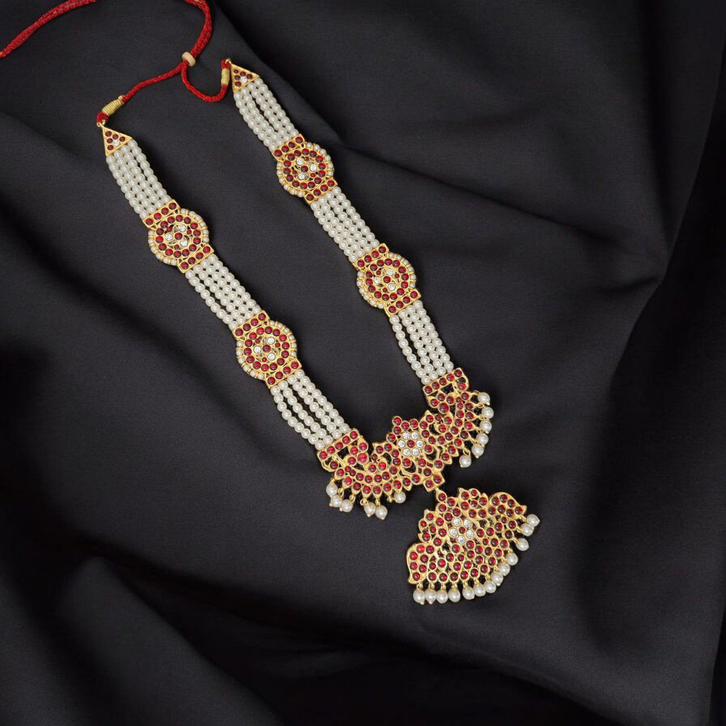 Bharatanatyam Kuchipudi Classical Dance Long Haram Haar Kemp Set