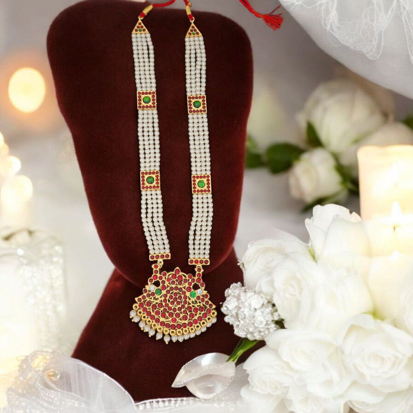 Bharatanatyam Kuchipudi Classical Dance Long Haram Haar Kemp Set