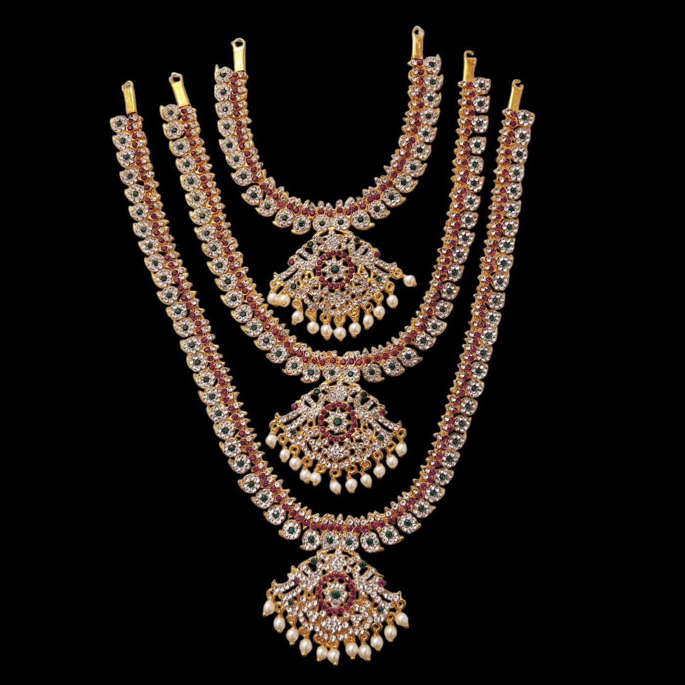 Bharatanatyam Kuchipudi Classical Short Middle Long Necklace Jewellery Set