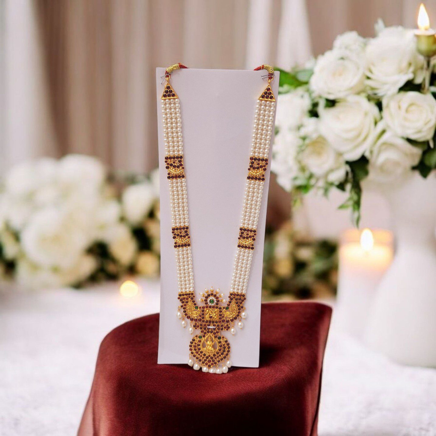 Bharatanatyam Kuchipudi Classical Dance Long Haram Haar Kemp Set