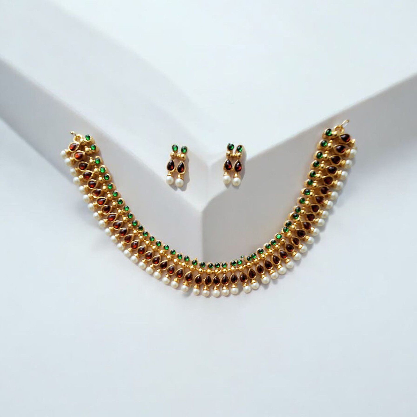 Bharatanatyam Kuchipudi Short Classical Necklace Earrings Jewellery Set