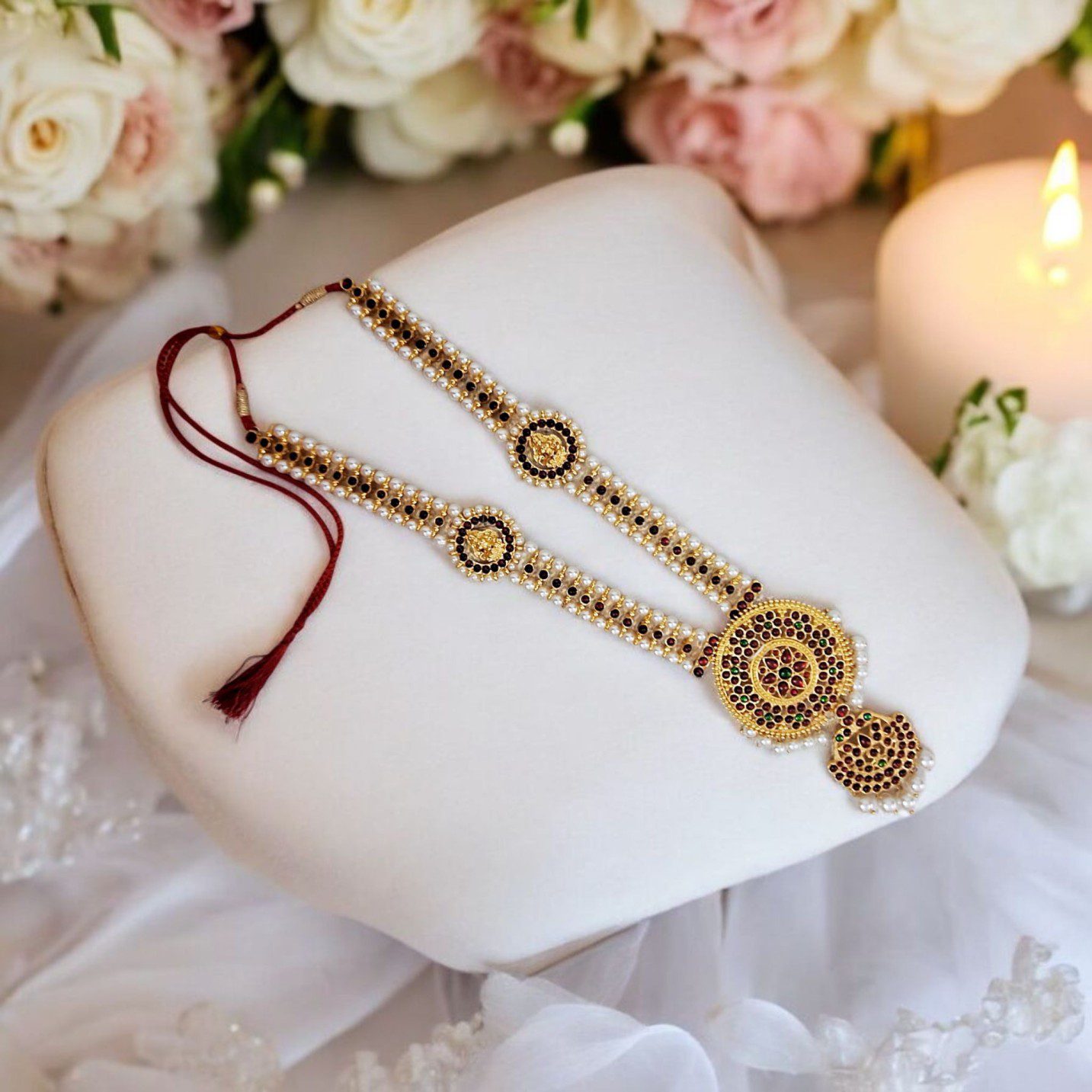 Bharatanatyam Kuchipudi Classical Dance Long Haram Haar Haram Kemp Set