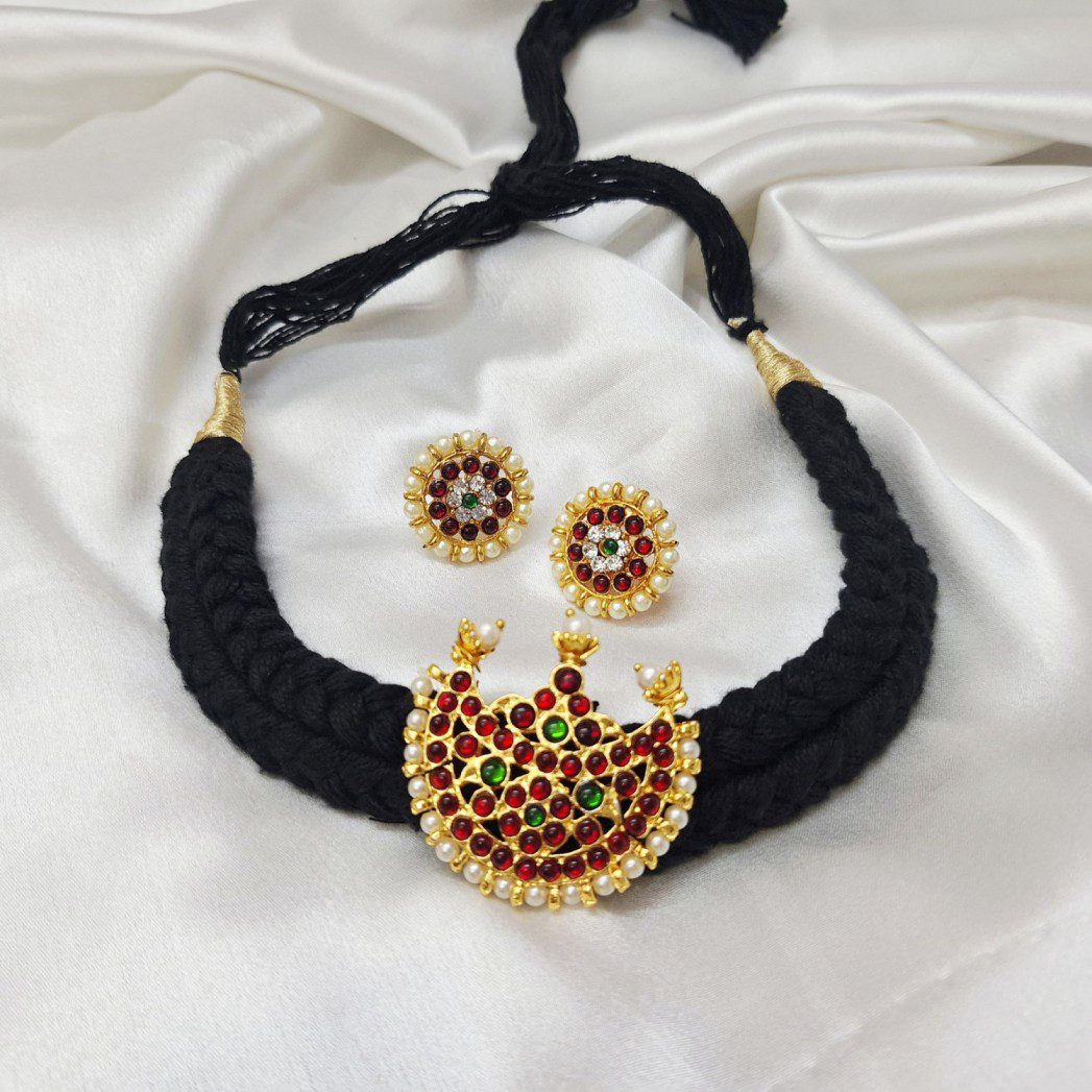Bharatanatyam Kuchipudi Short Classical Necklace Choker Earrings Jewellery Set