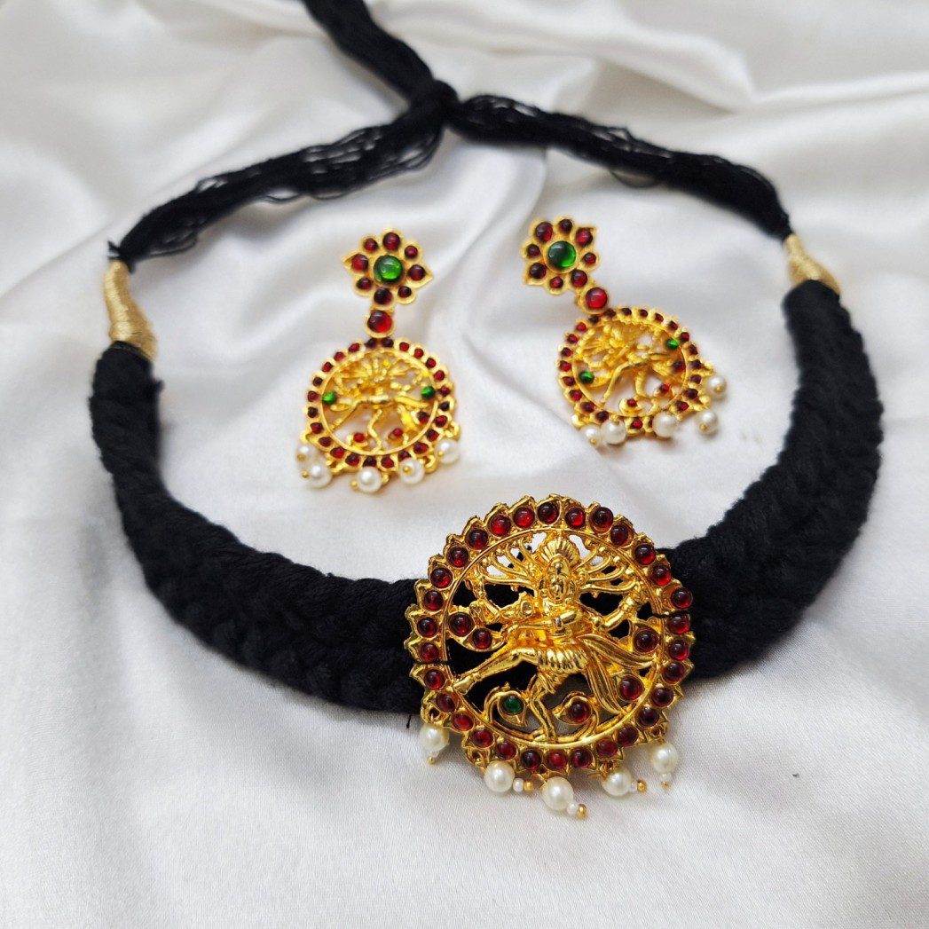 Bharatanatyam Kuchipudi Short Classical Necklace Choker Earrings Jewellery Set