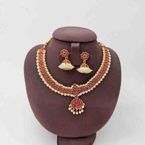 Bharatanatyam Kuchipudi Short Classical Necklace Earrings Jewellery Set