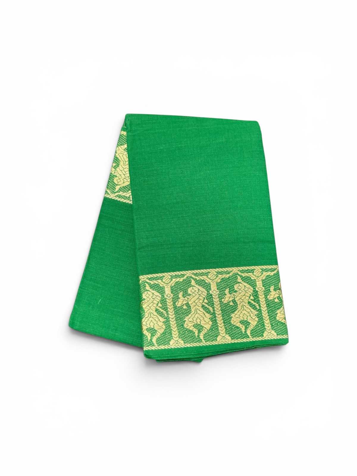 Bharatanatyam Dance Practice Saree-Green With gold Doll Border