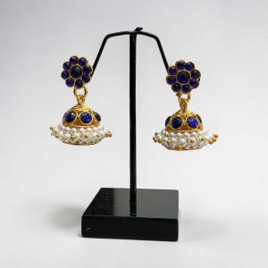 Bharatanatyam Kuchipudi Dance Blue Stone Earrings  Jhumki Jhumka
