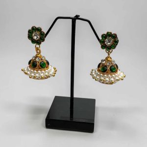 Bharatanatyam Kuchipudi Dance green Stone Earrings  Jhumki Jhumka