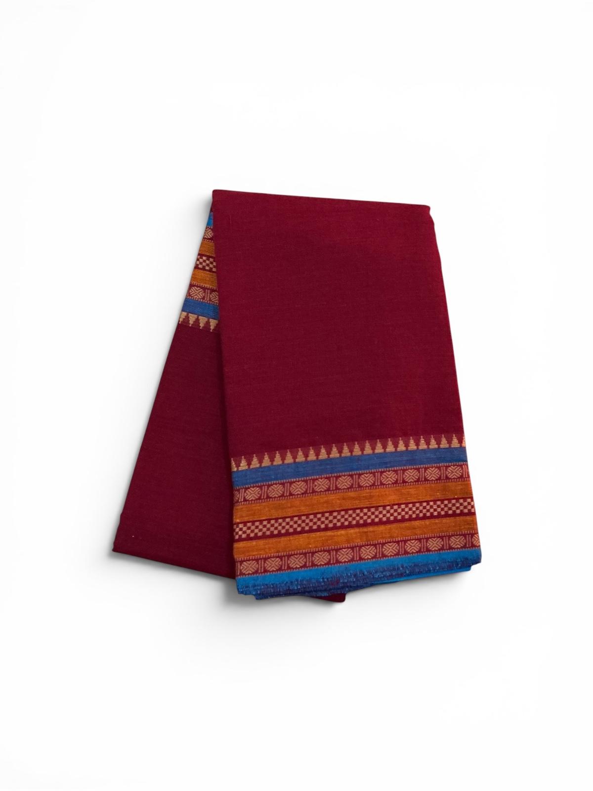 Bharatanatyam Dance Practice Saree-Maroon With Blue Temple Border