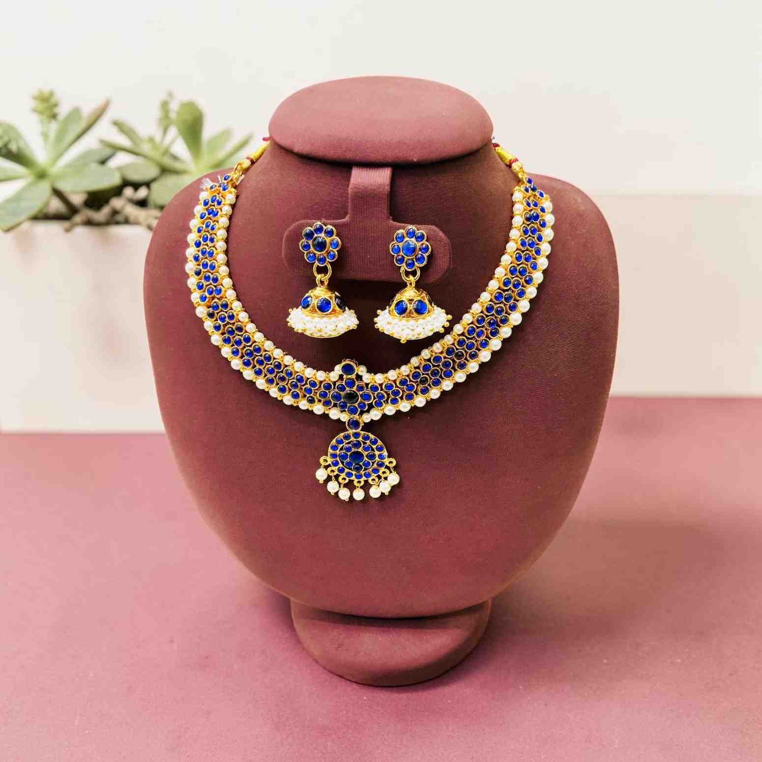 Bharatanatyam Kuchipudi Short Classical Necklace Earrings Jewellery Set