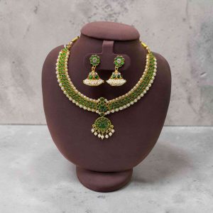 Bharatanatyam Kuchipudi Short Classical Necklace Earrings Jewellery Set