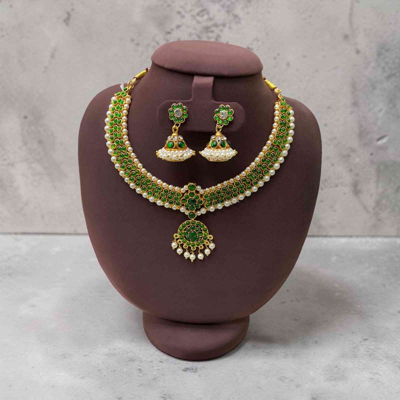 Bharatanatyam Kuchipudi Short Classical Necklace Earrings Jewellery Set