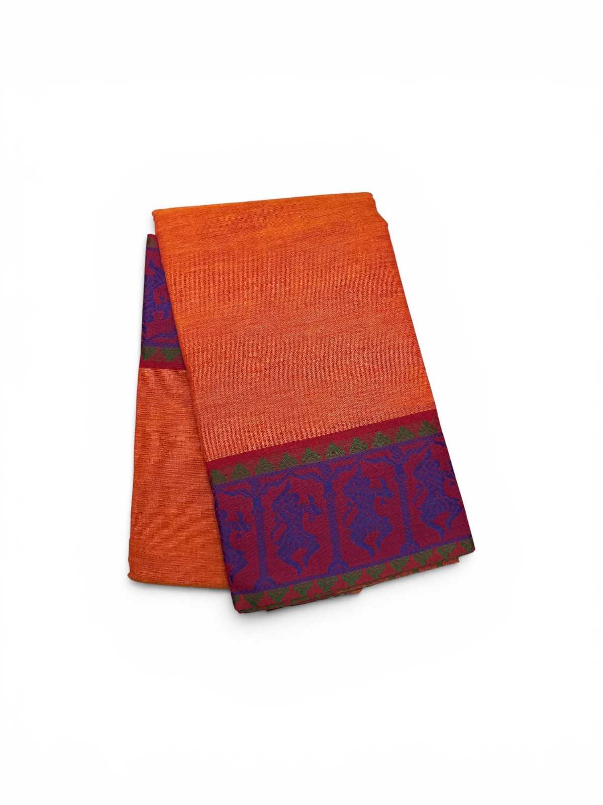 Bharathanatyam Dance Practice orange Doll Border Saree Online