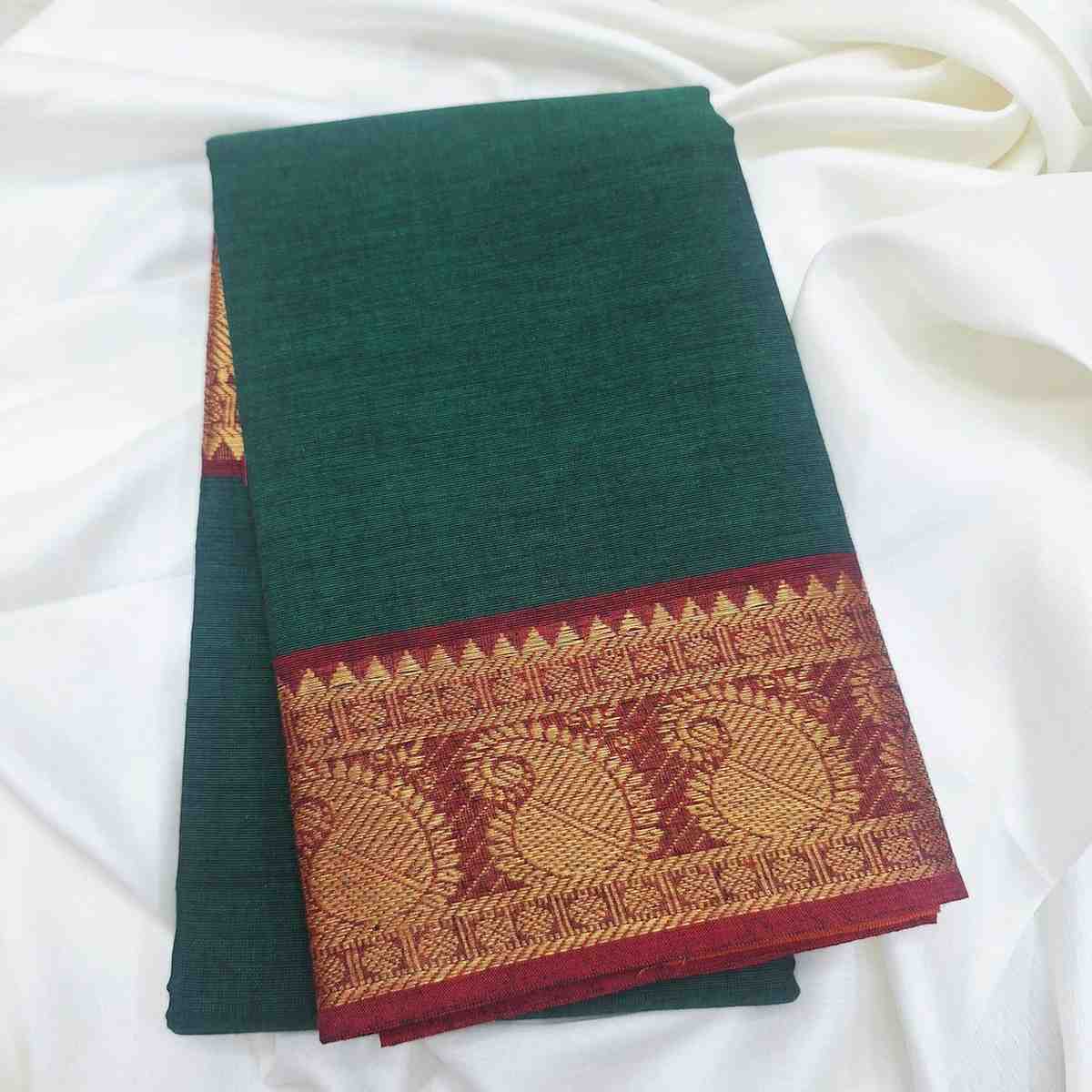 Bharathanatyam Dance Practice Saree green Zari Border