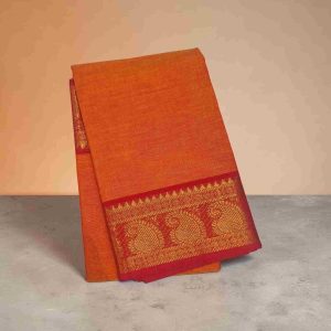 Buy Bharatanatyam Dance Practice Saree Orange With Red Zari Border Online