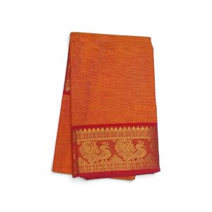 Buy Bharatanatyam Dance Practice Saree Orange With Red Zari Border Online