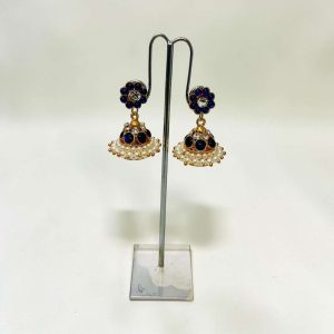 Bharatanatyam Kuchipudi Dance Blue Stone Earrings  Jhumki Jhumka