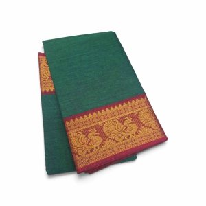 Buy Bharatanatyam Dance Practice Saree Green  With Red Zari Border Online (Copy)